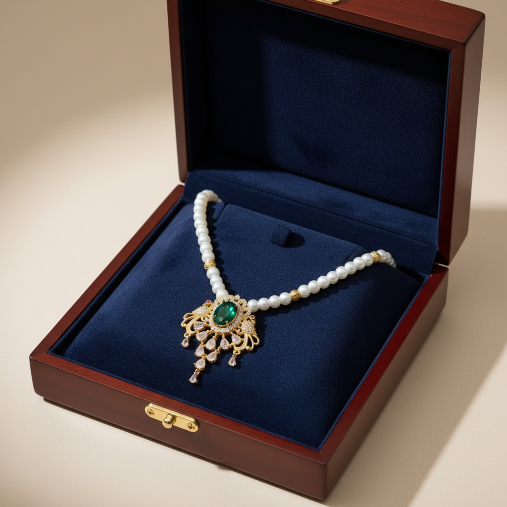 Double Mayur on Stylish Pearl Set