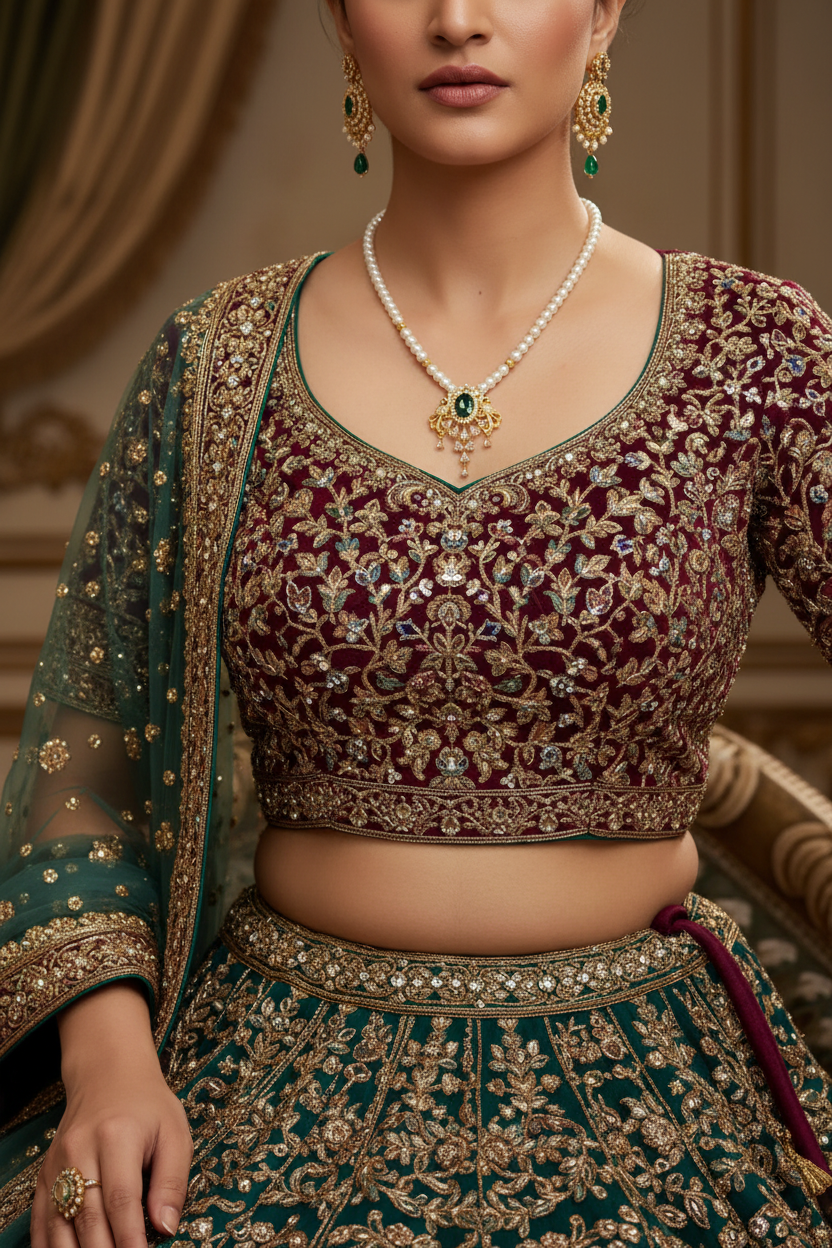 Double Mayur on Stylish Pearl Set