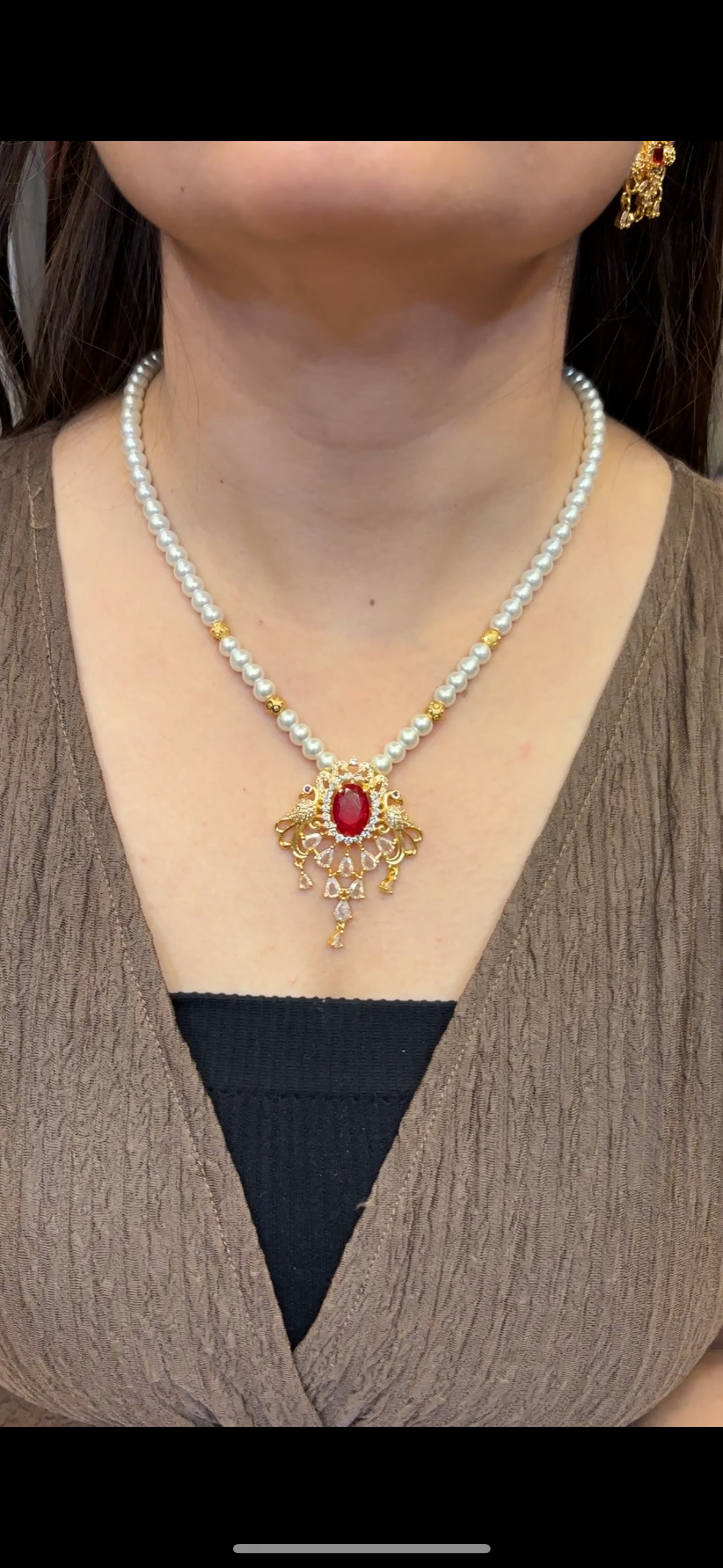 Double Mayur on Stylish Pearl Set