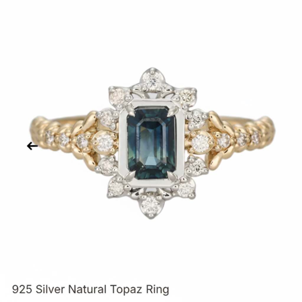 925 Silver Natural Topaz Ring