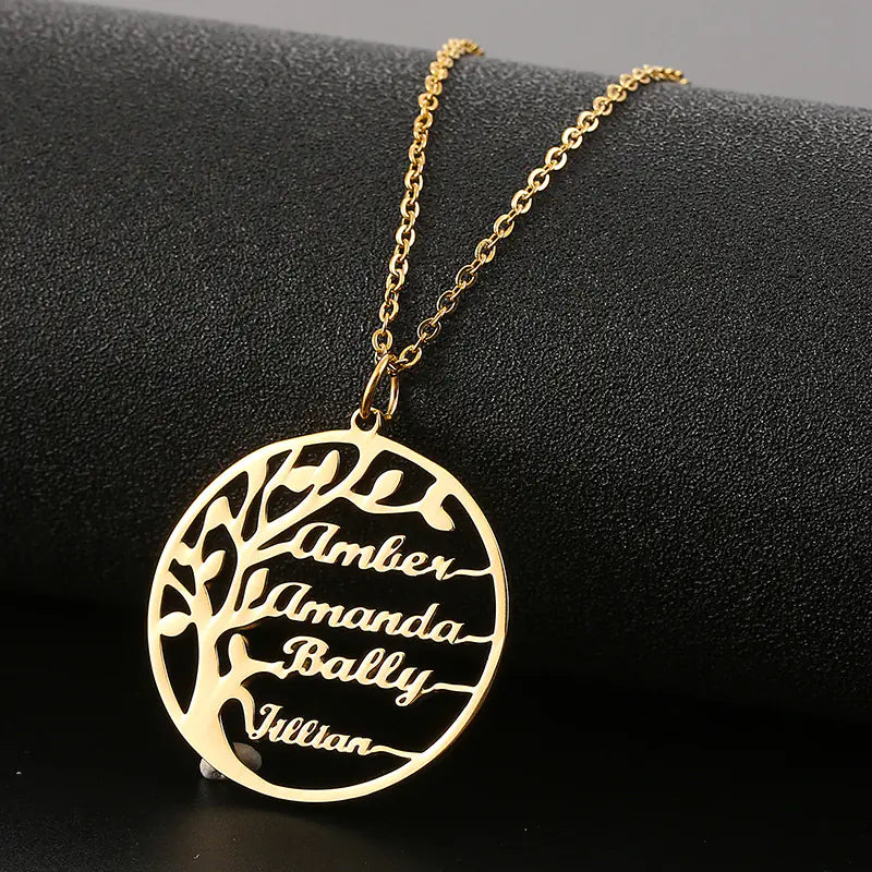 Personalized Name Necklace with Tree of Life Charm