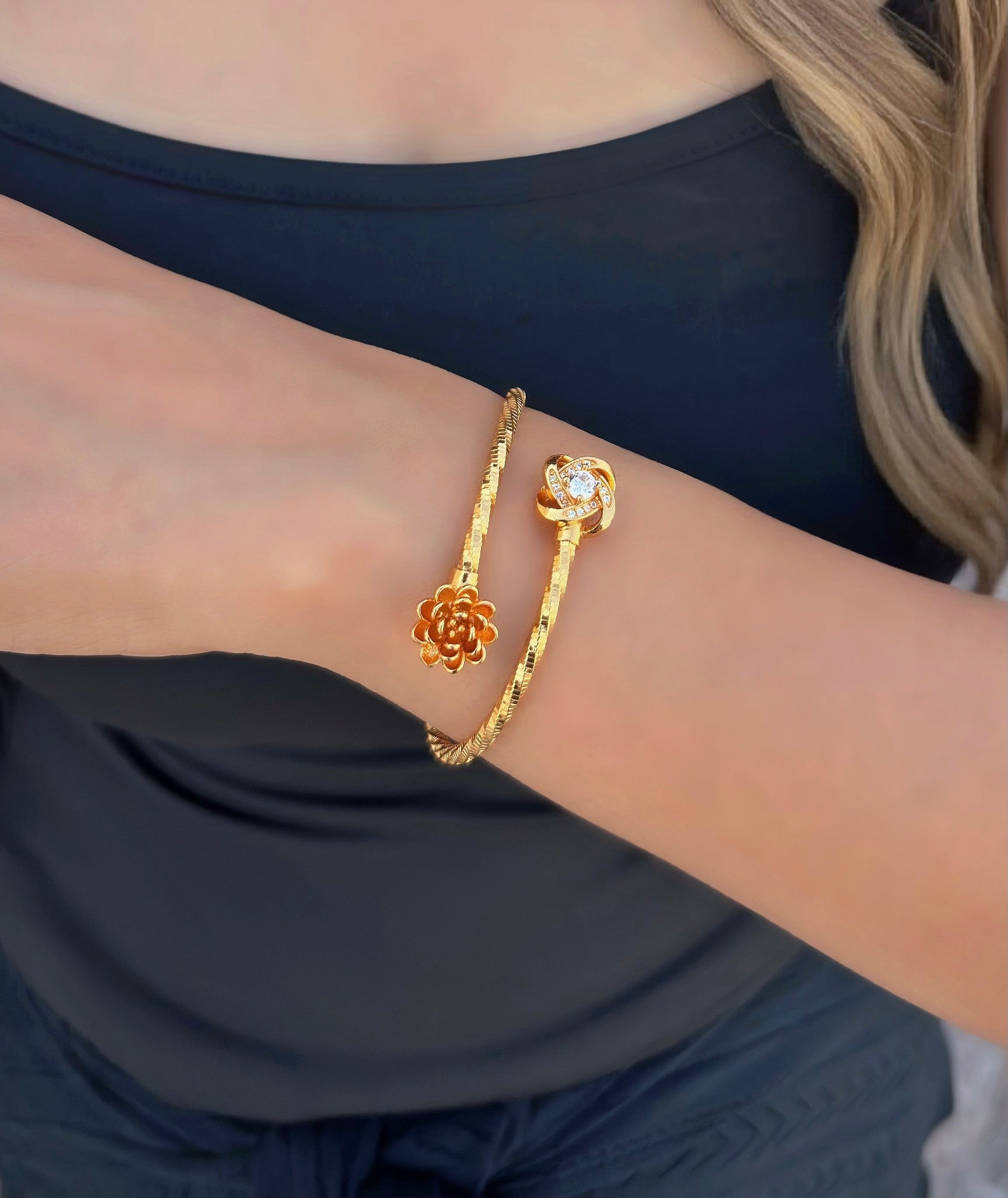 Petal Stone Open Bangle