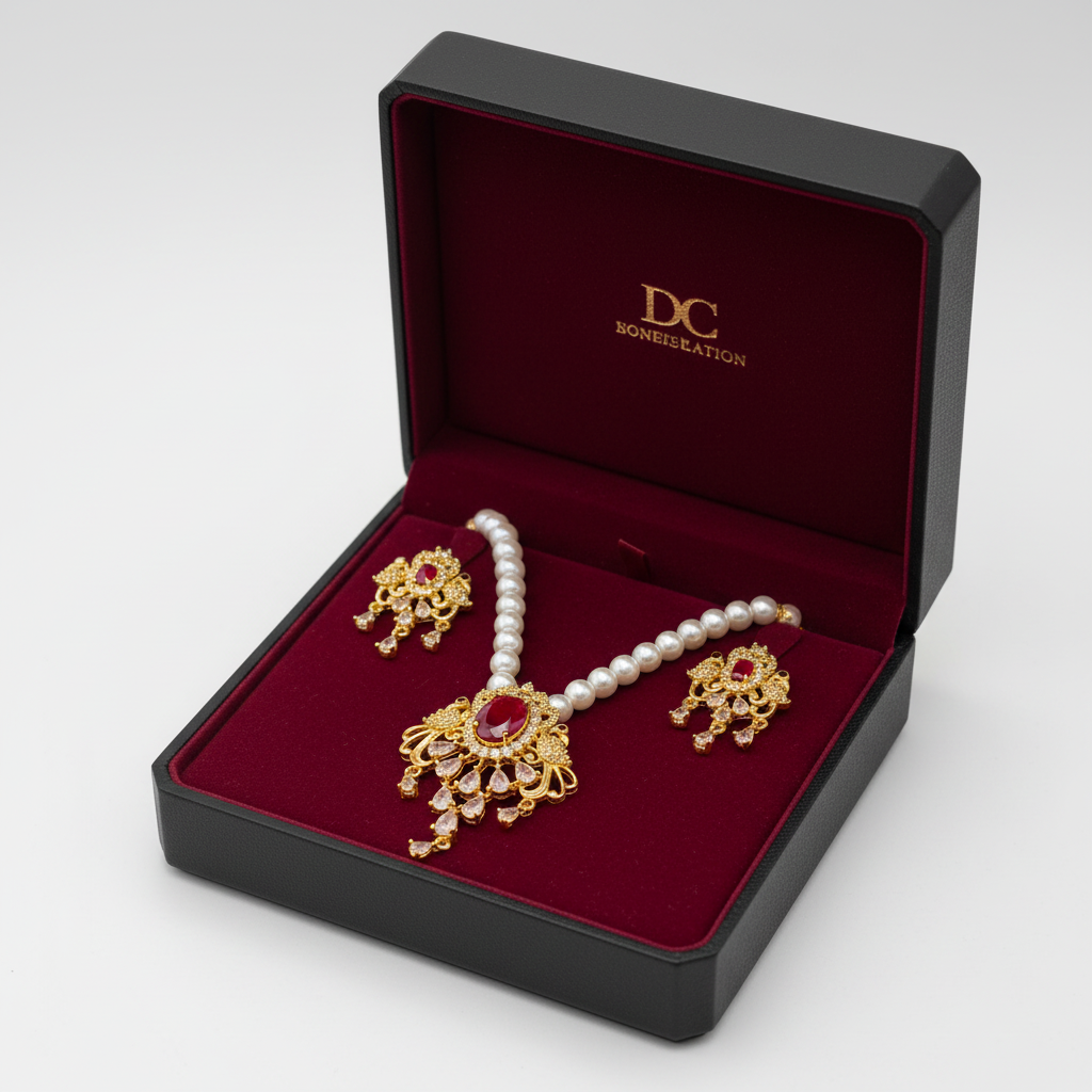 Double Mayur on Stylish Pearl Set