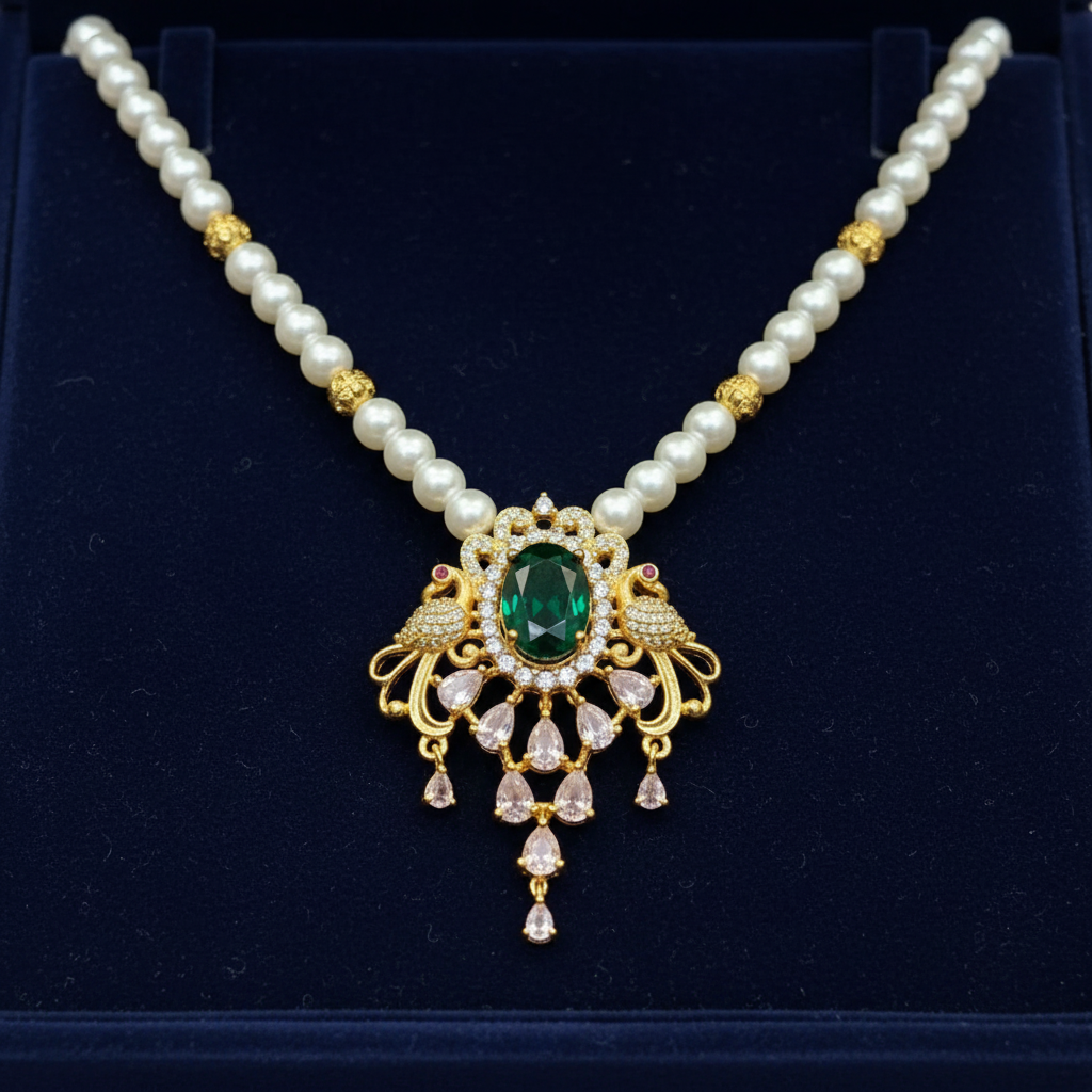 Double Mayur on Stylish Pearl Set