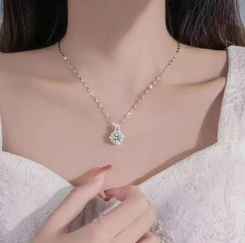 S925 Sterling Silver Moissanite Sunflower Necklace (One)