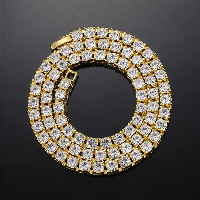 Hip Hop Ice Crystal Tennis Chain Necklace for Men