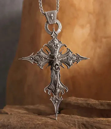 Vintage Gothic Cross Chain with Skull Pendant (One Piece)