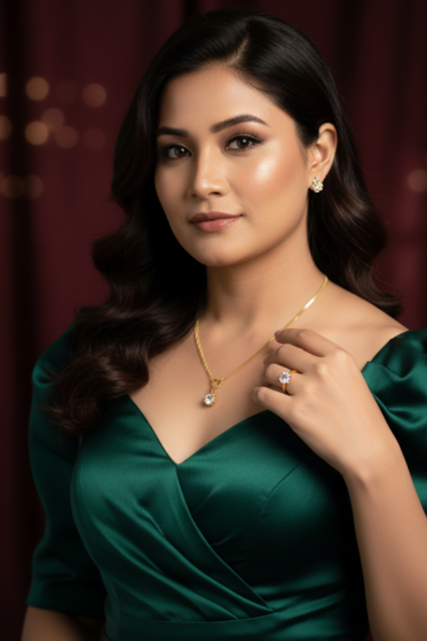 Single Stone Pendant Full set ( Ring, Top and Pendant Set)