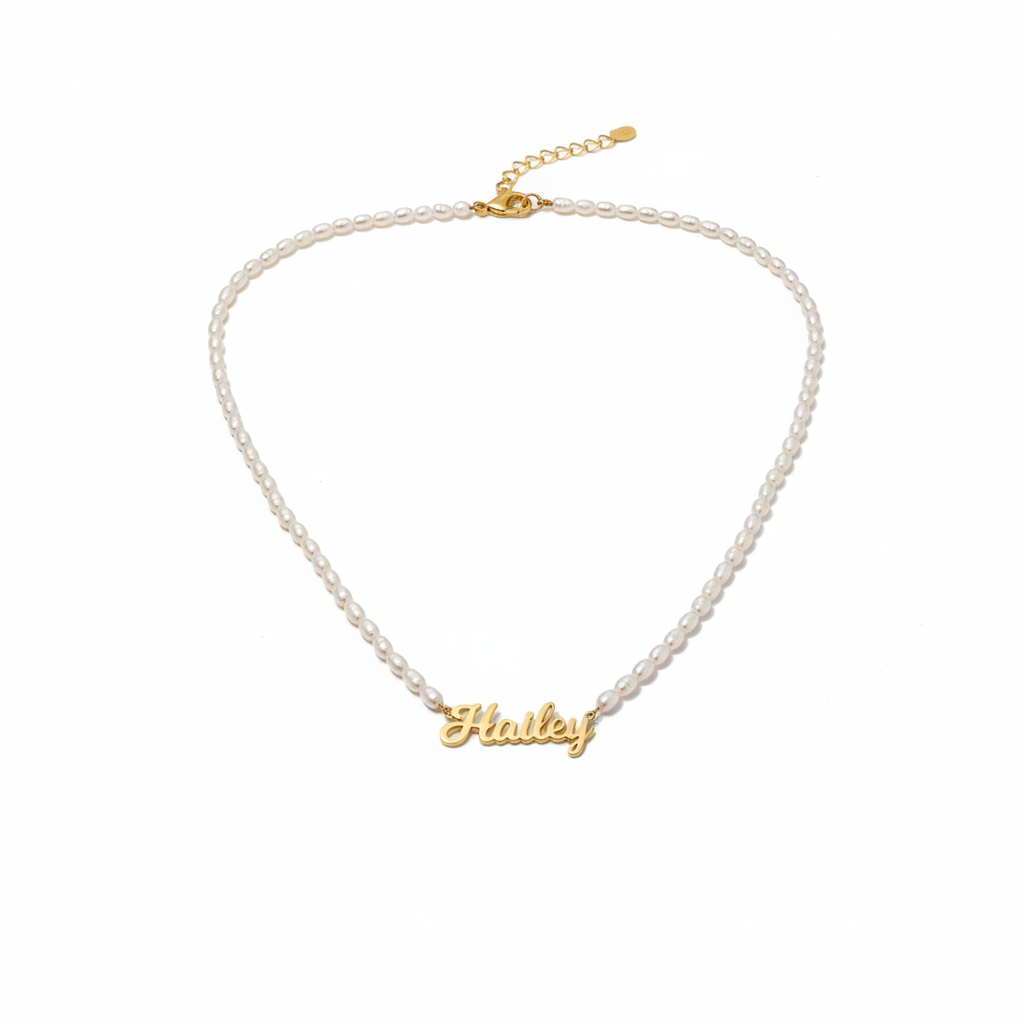 DIY Pearl Necklace with Personalized Name