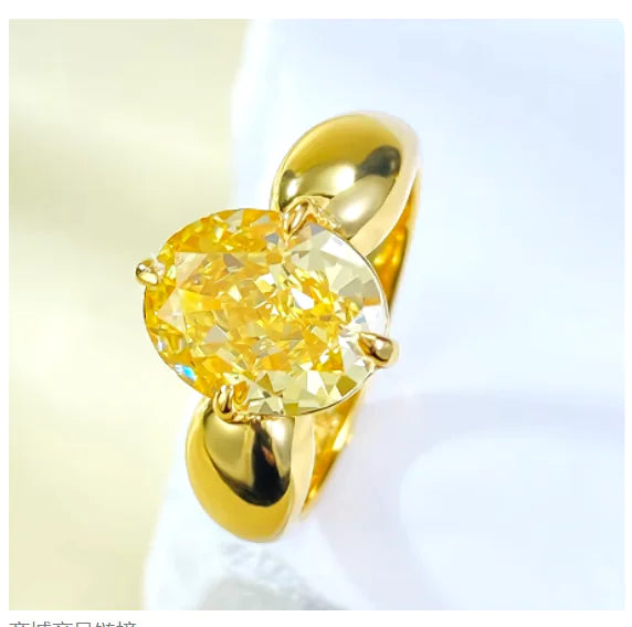 High Carbon Diamond Ice Flower Cut Yellow Ring in Silver