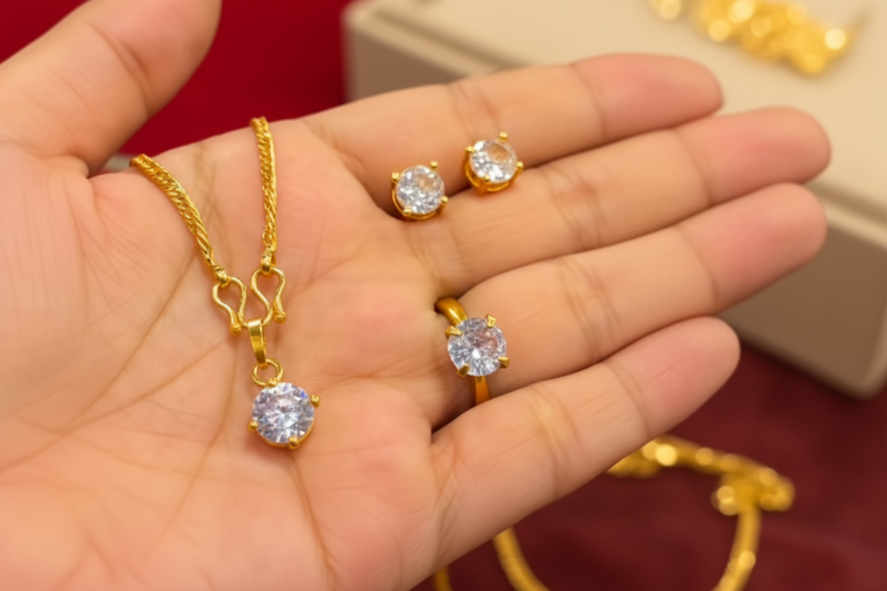 Single Stone Pendant Full set ( Ring, Top and Pendant Set)