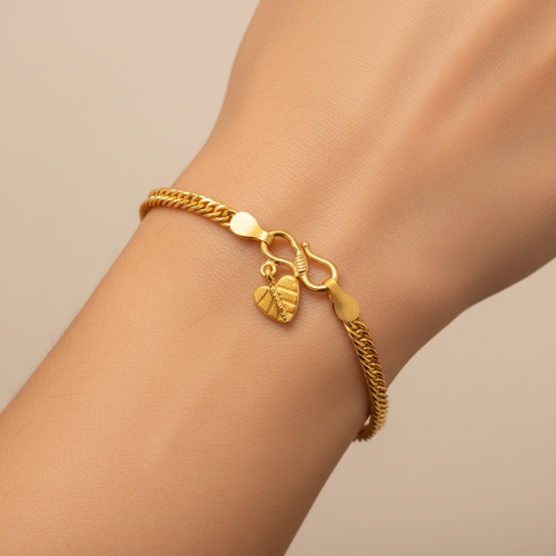 Bracelet with heart leaf Charm( 22k finishing)