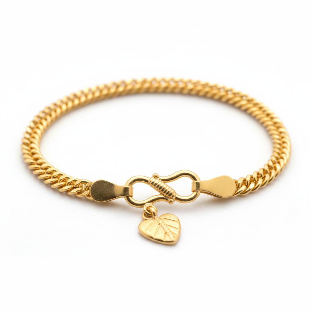 Bracelet with heart leaf Charm( 22k finishing)