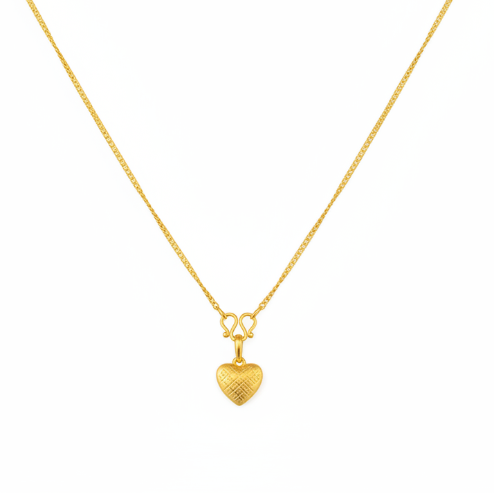 Gold heart necklace V-shape layout