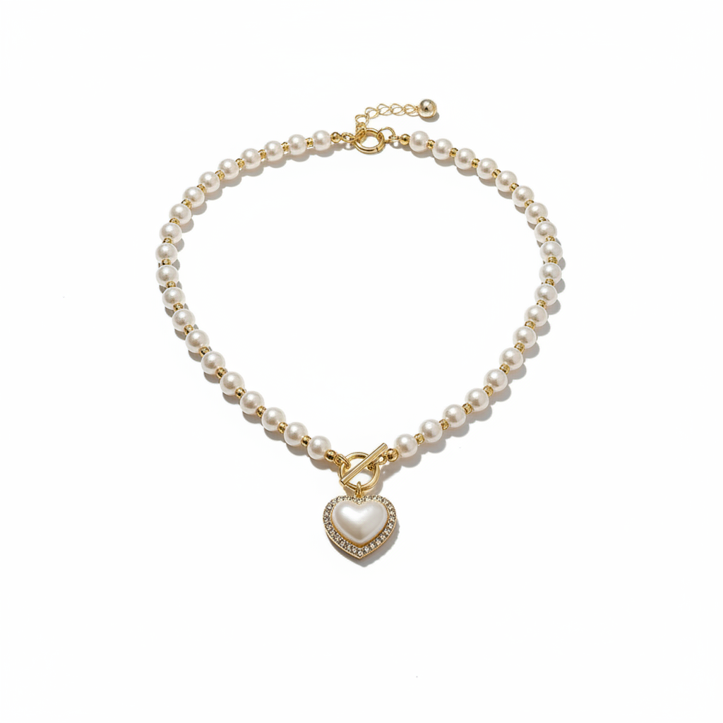 Heart-Shaped Faux Pearl Beads Necklace