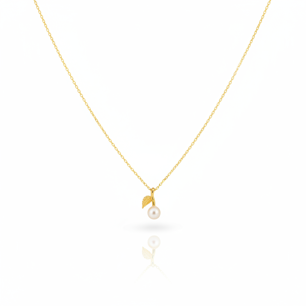 Luna Pearl Leaf Pendant - Professional Product Shot