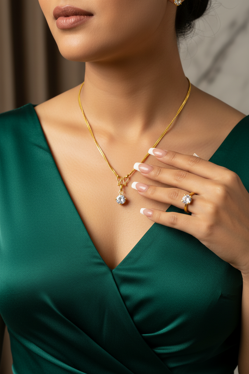 Single Stone Pendant Full set ( Ring, Top and Pendant Set)