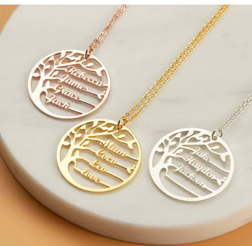 Personalized Name Necklace with Tree of Life Charm