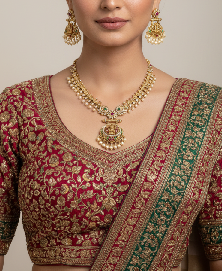 Model with Necklace and Earrings