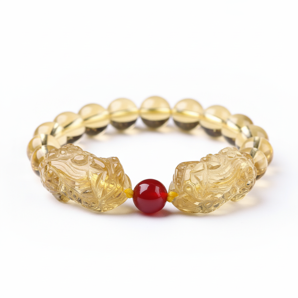 Natural Citrine Double Pixiu Bracelet