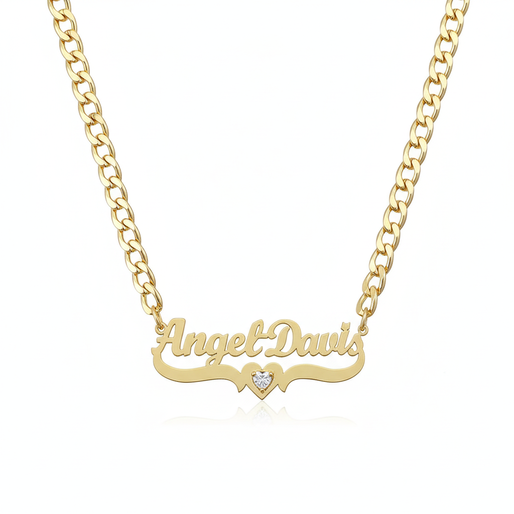 Personalized DIY Name Necklace with Heart Birthstone