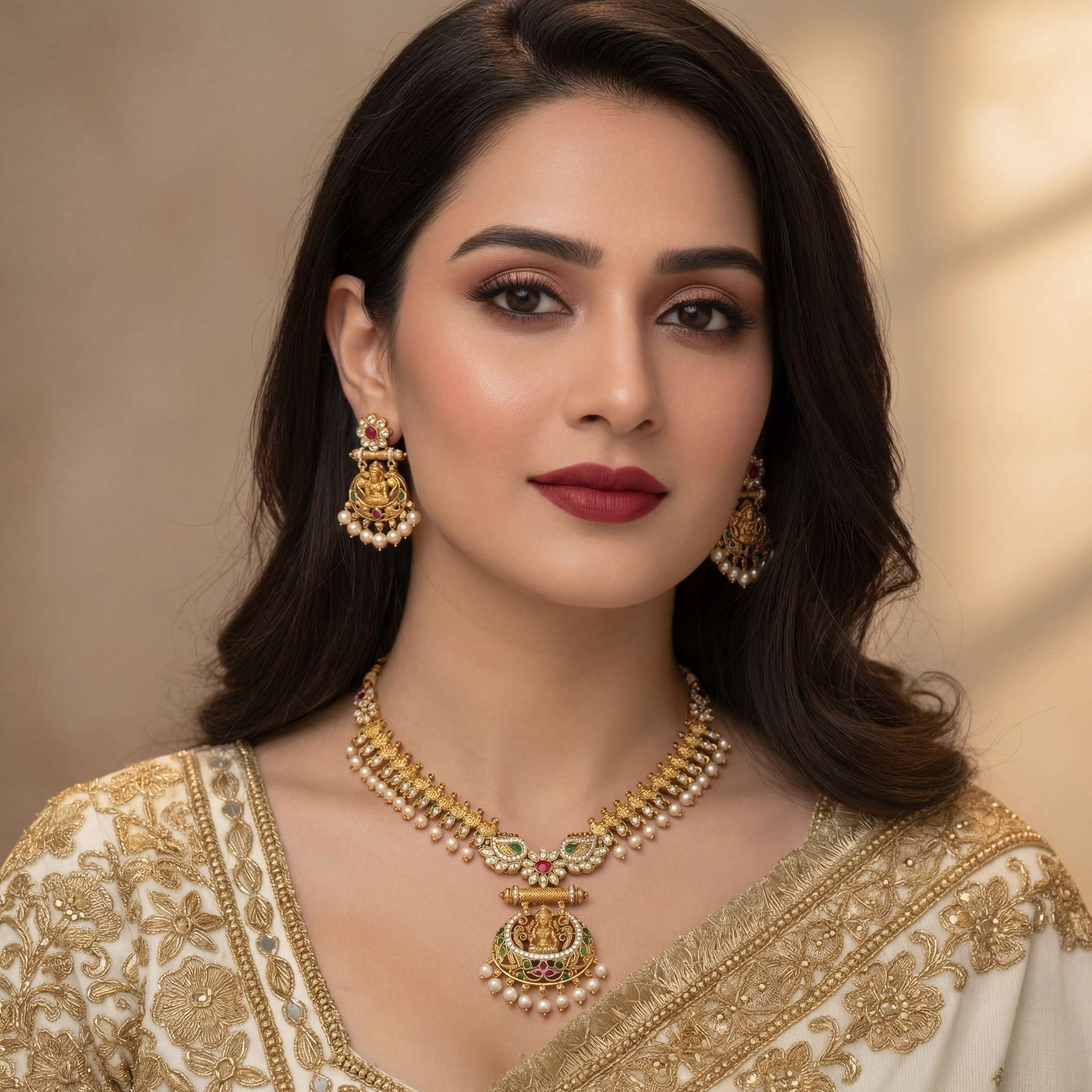 Svarna Designer Temple Necklace Set