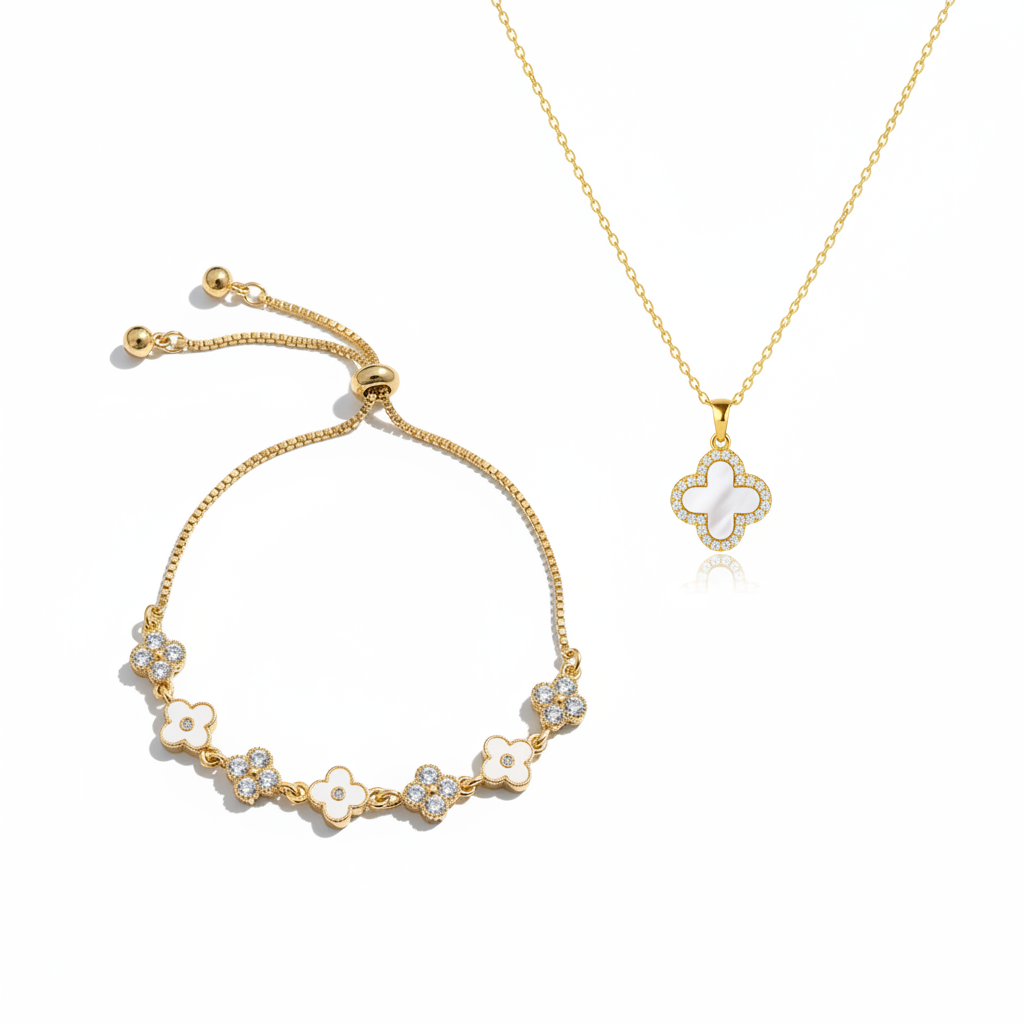 Professional jewelry combo set on white background