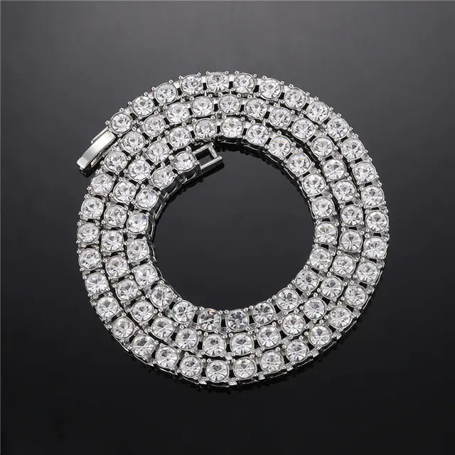 Hip Hop Ice Crystal Tennis Chain Necklace for Men
