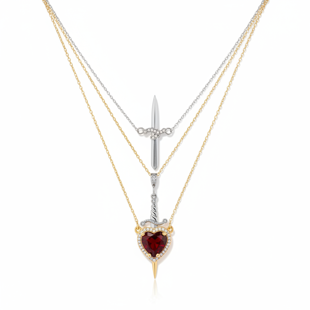Sorella™ Heart & Sword Layered Necklace