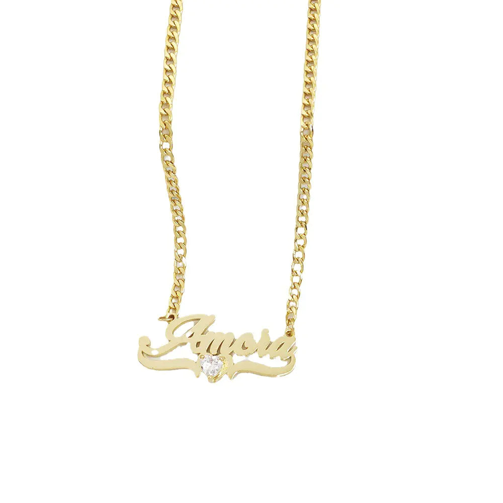 Personalized DIY Name Necklace with Heart Birthstone