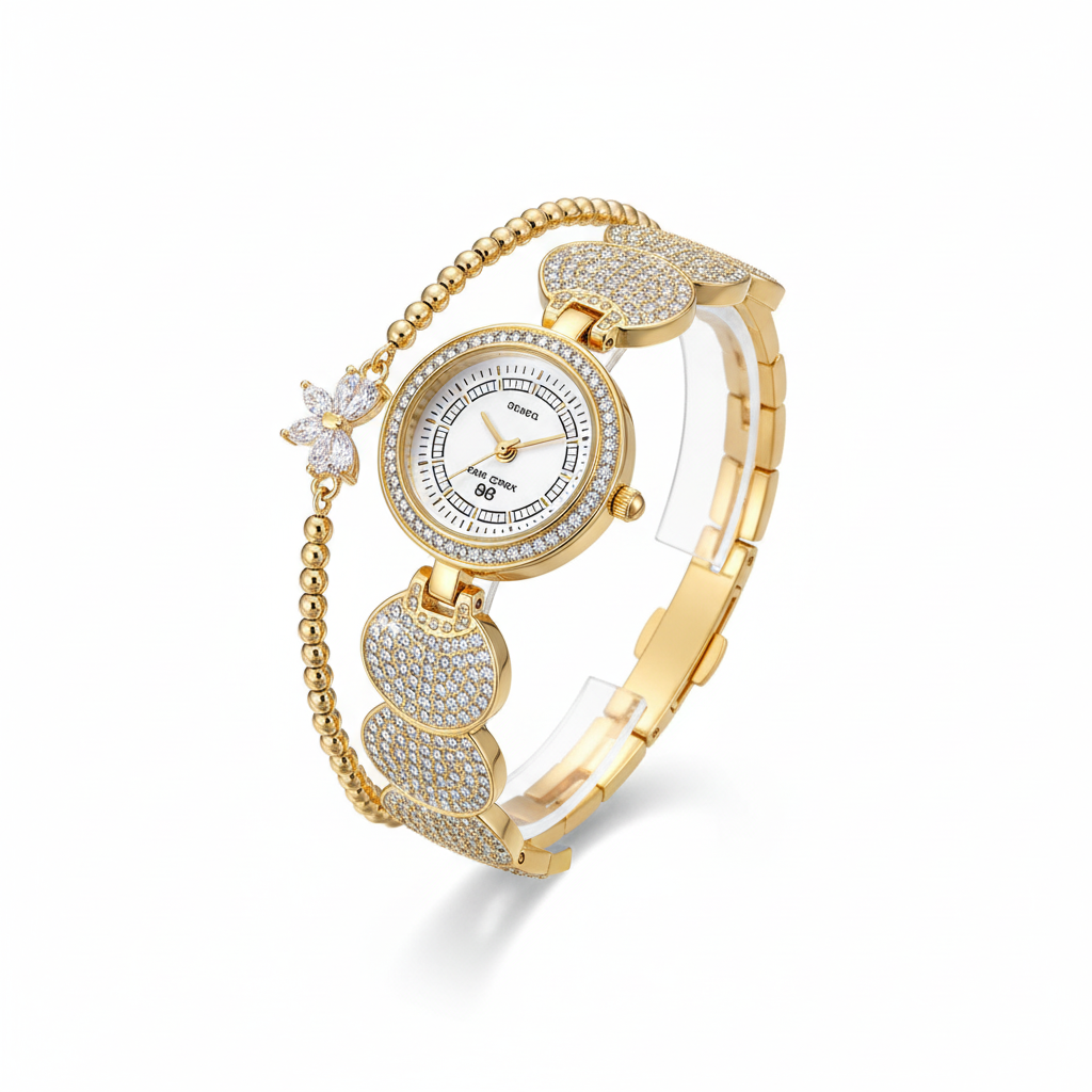 Women's Watch with Zirconia Stones and Bracelet Set